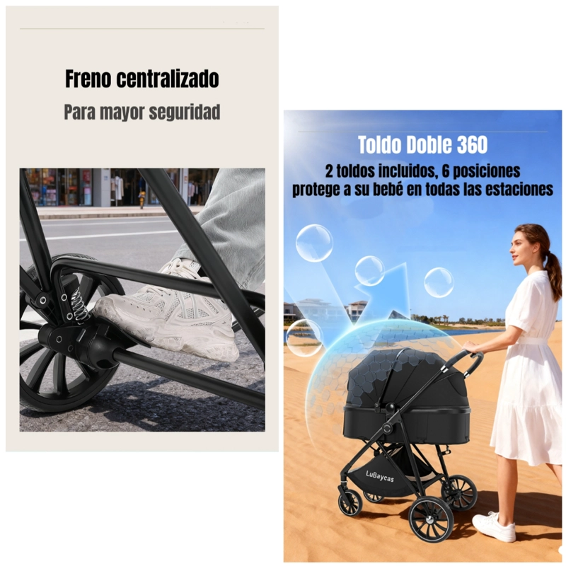 COCHE TRAVEL SYSTEM TOLDO 360°GESE BABY GRIS LUBABYCAS - 6