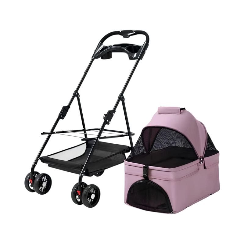 COCHE PARA MASCOTAS PERROS GATOS 2 EN 1 LUBABYCAS ROSADO - 1