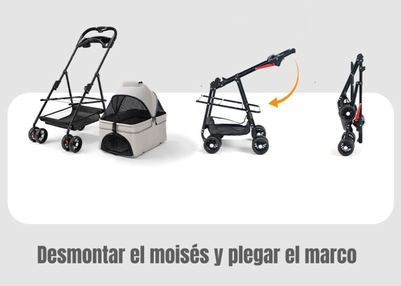 COCHE PARA MASCOTAS PERROS GATOS 2 EN 1 LUBABYCAS ROSADO - 4