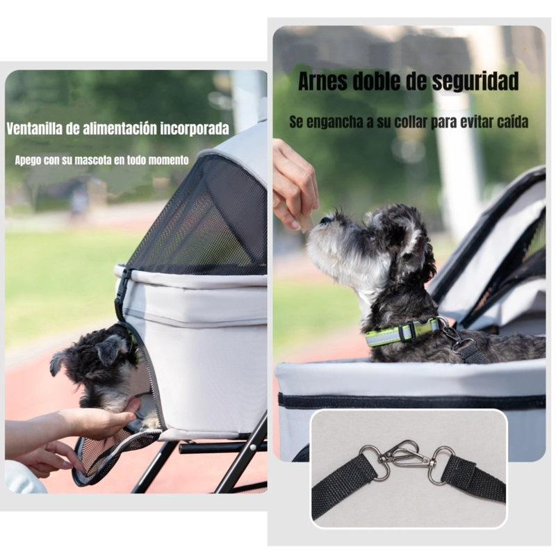 COCHE PARA MASCOTAS PERROS GATOS 2 EN 1 LUBABYCAS ROSADO - 5