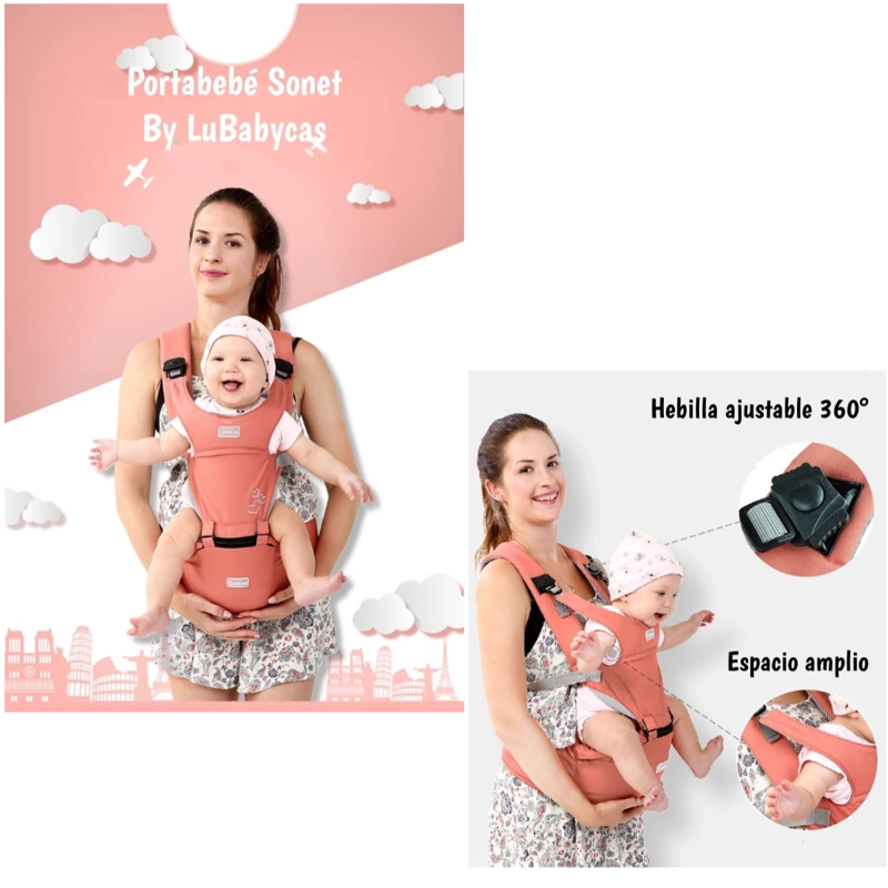 PORTABEBE  ERGONOMICO 0-3 AÑOS SONET ROSADO BY LUBABYCAS - 2
