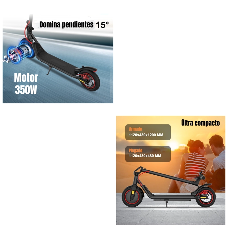 SCOOTER ADULTO ELE CTRICO 30KM 36V 350W M2 NEGRO - 4