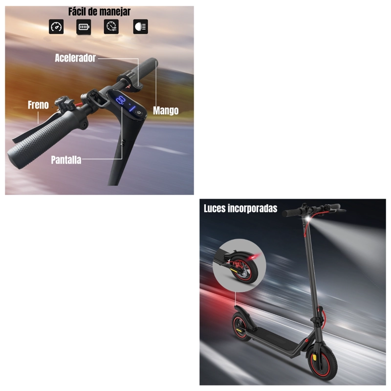 SCOOTER ADULTO ELE CTRICO 30KM 36V 350W M2 NEGRO - 6