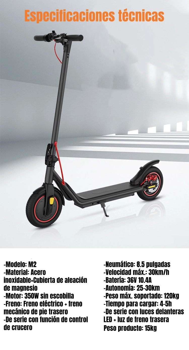 SCOOTER ADULTO ELE CTRICO 30KM 36V 350W M2 NEGRO - 8
