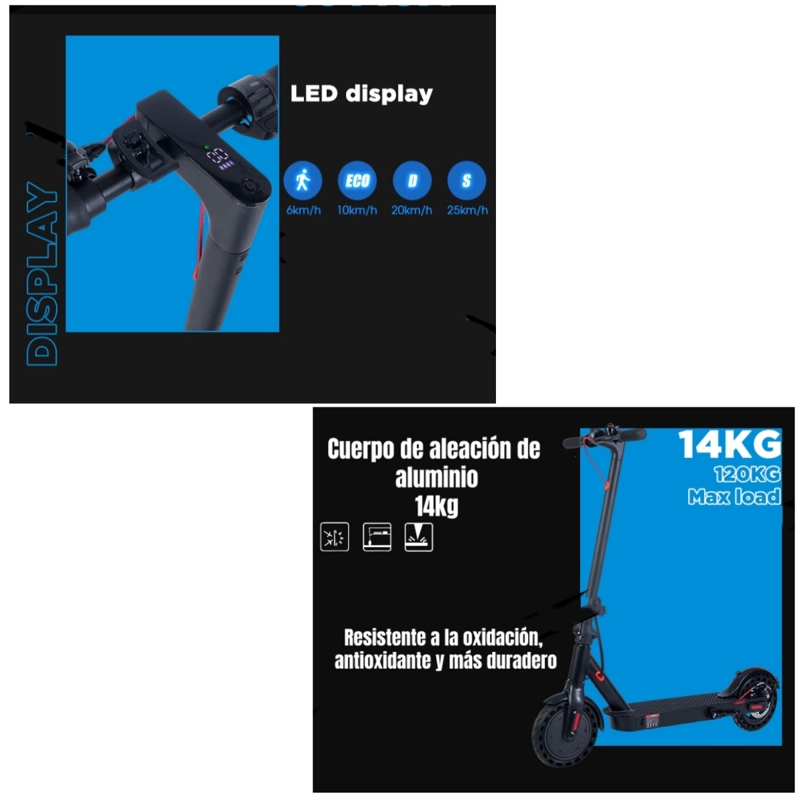 SCOOTER ELE CTRICO ALUMINIO CON APP 30KM 36V 350W E9PRO - 6