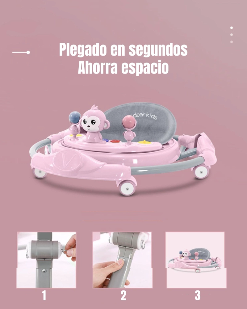 ANDADOR CAMINADOR PLEGABLE APOYA PIES BORA ROSADO LUBABYCAS - 3