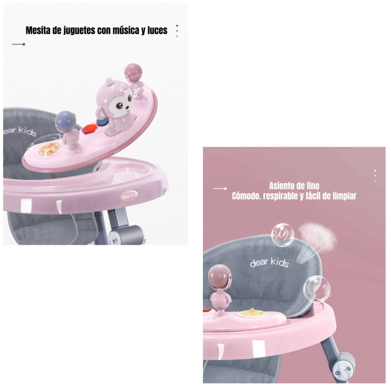 ANDADOR CAMINADOR PLEGABLE APOYA PIES BORA ROSADO LUBABYCAS - 5