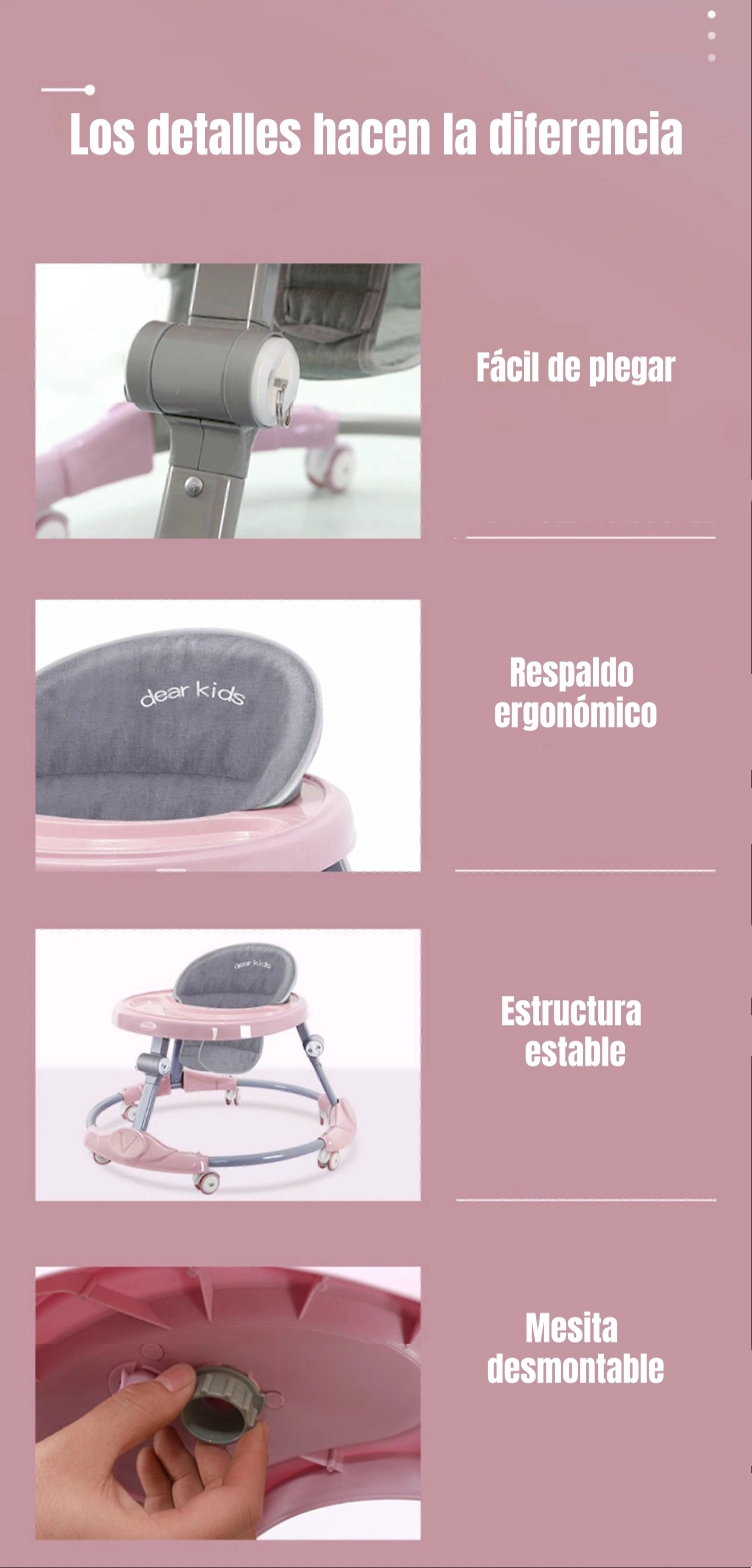 ANDADOR CAMINADOR PLEGABLE APOYA PIES BORA ROSADO LUBABYCAS - 6
