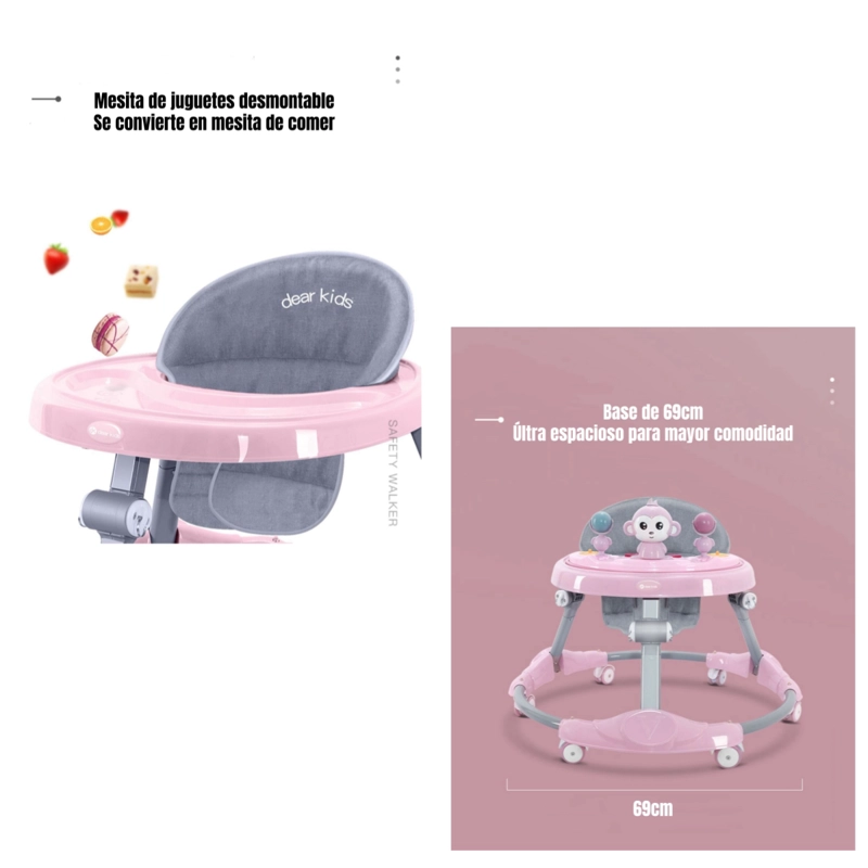 ANDADOR CAMINADOR PLEGABLE APOYA PIES BORA ROSADO LUBABYCAS - 7