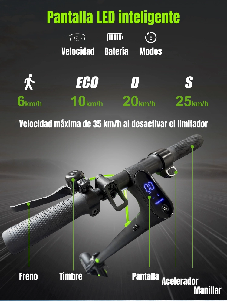 SCOOTER ELE CTRICO ALUMINIO CON APP 50KM 36V 500W E5MAX - 2
