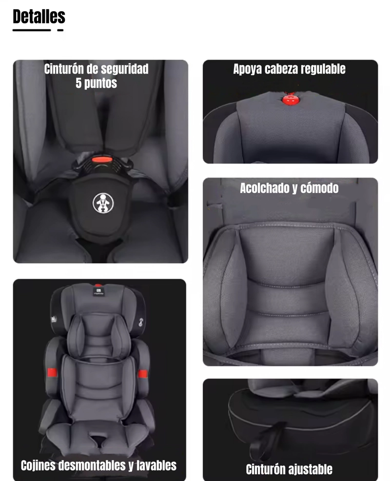 SILLA DE AUTO BUTACA 9-36KG 12 AÑOS GRIS WE05 LUBABYCAS - 4