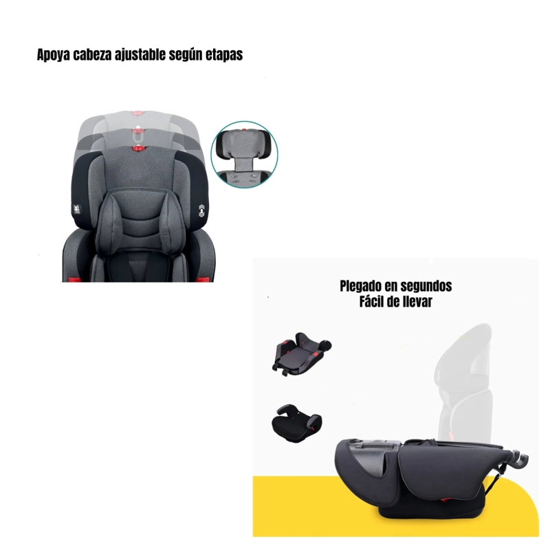 SILLA DE AUTO BUTACA 9-36KG 12 AÑOS GRIS WE05 LUBABYCAS - 6