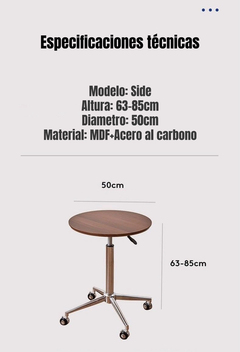 MESA LATERAL AUXILIAR CENTRO REGULABLE 63-85CM SIDE CAFE - 8