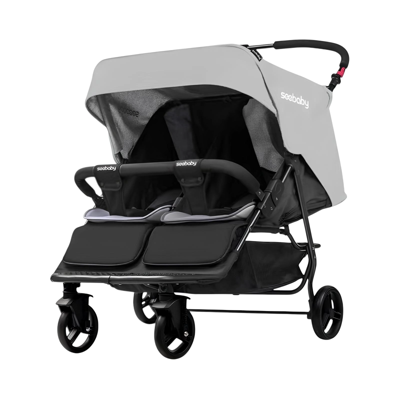 COCHE DOBLE RECLINABLE 4 AÑOS SEEBABY GRIS LUBABYCAS - 1