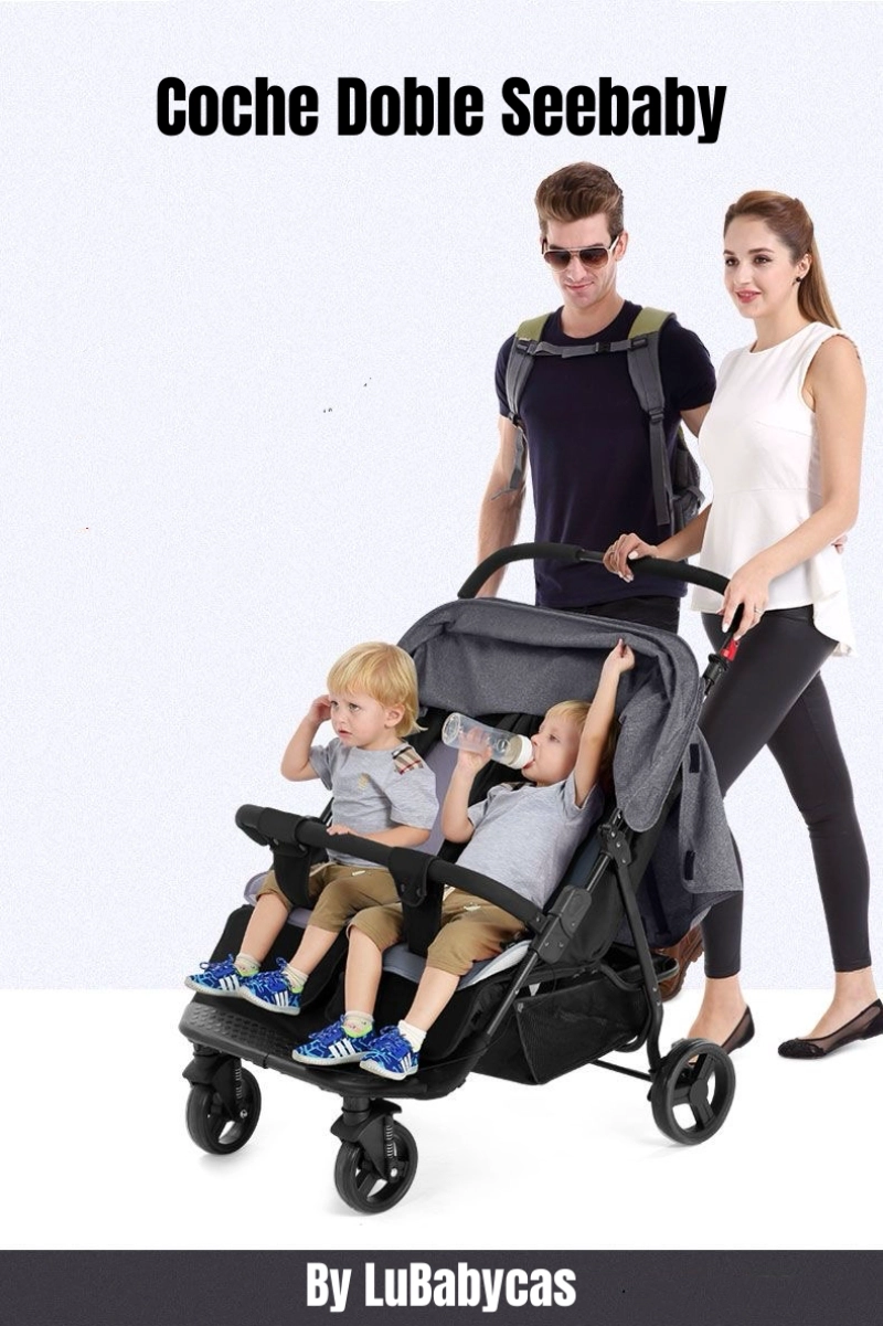 COCHE DOBLE RECLINABLE 4 AÑOS SEEBABY GRIS LUBABYCAS - 3