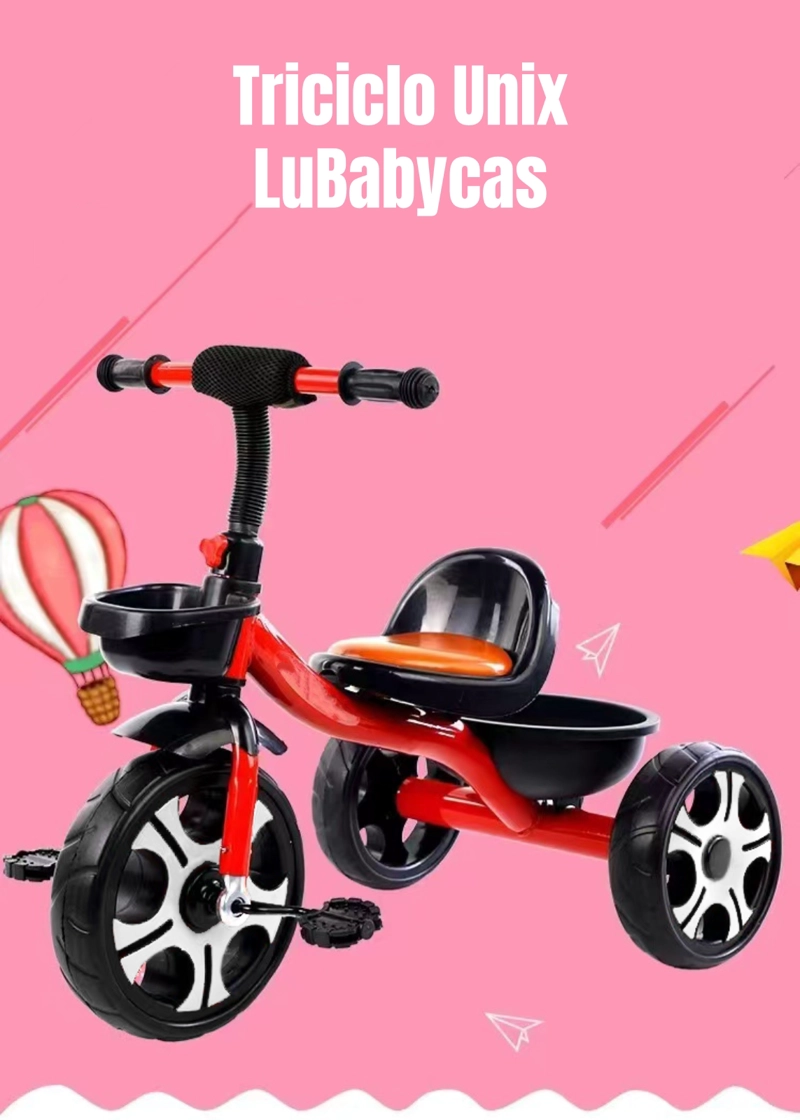 TRICICLO INFANTIL CON CANASTOS 5 AÑOS UNIX ROJO LUBABYCAS - 3