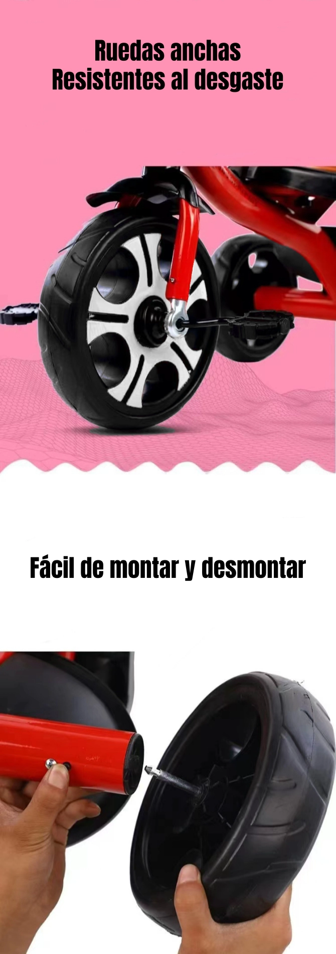 TRICICLO INFANTIL CON CANASTOS 5 AÑOS UNIX ROJO LUBABYCAS - 6