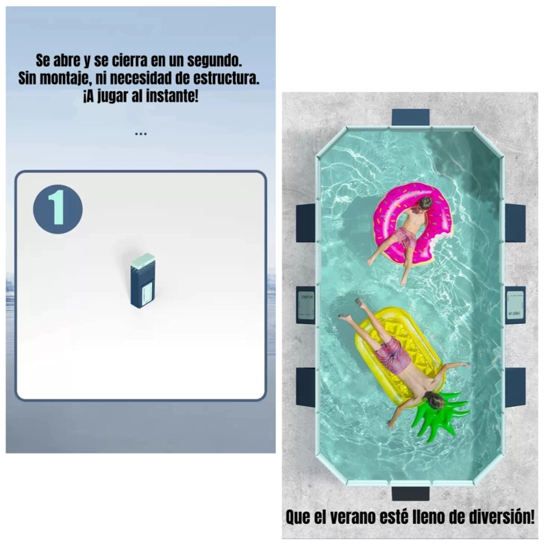 PISCINA PLEGABLE NO REQUIERE INFLADO 300CM NIÑOS LUBABYCAS - 8