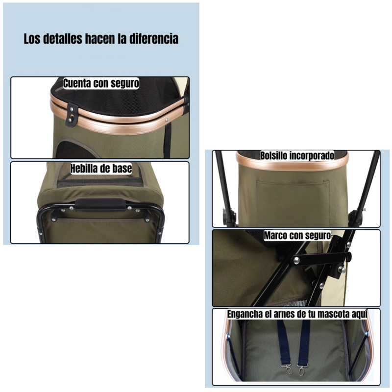 COCHECITO DOBLE PARA MASCOTAS ACURA VERDE BY LUBABYCAS - 7