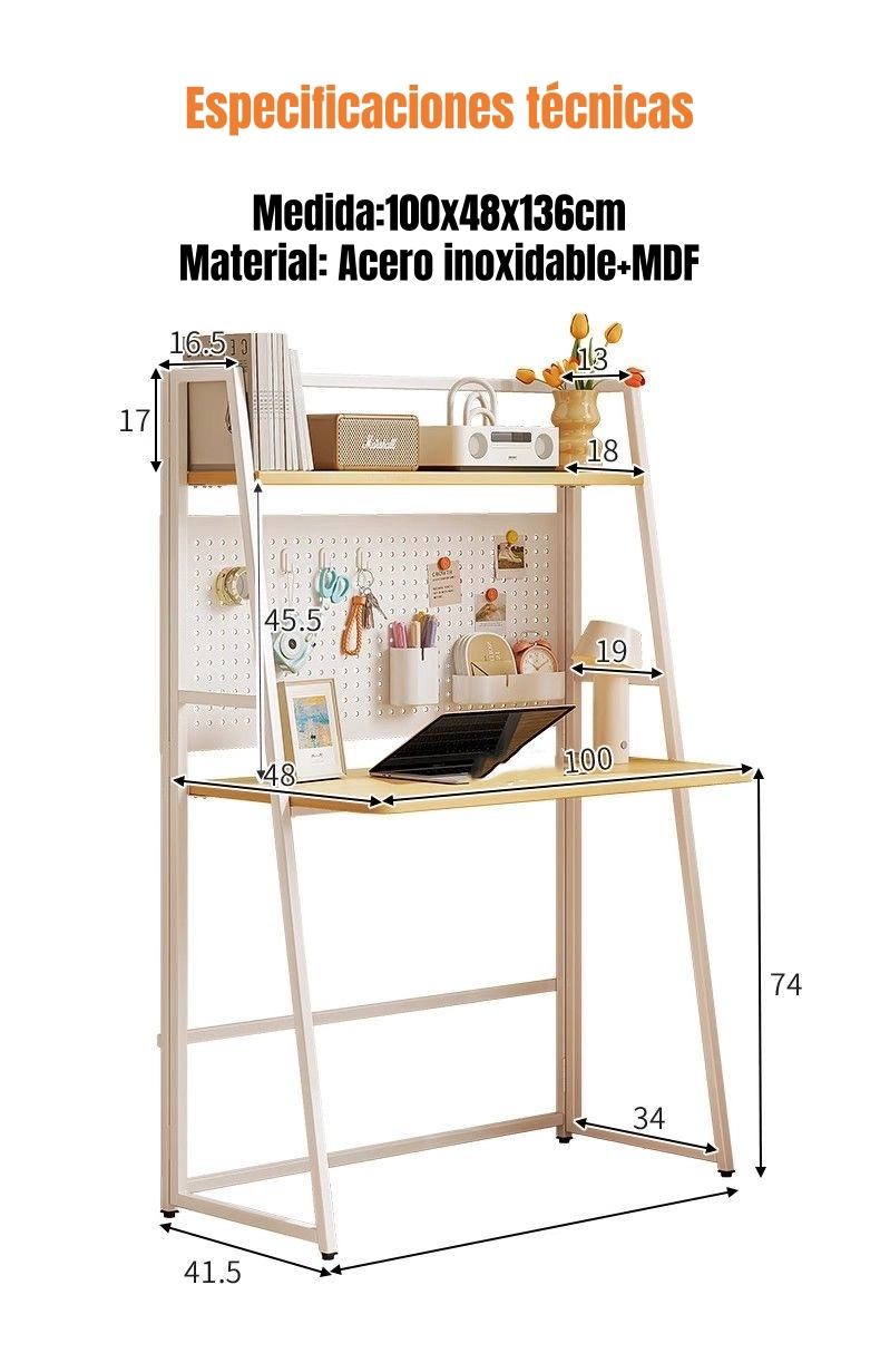 ESCRITORIO MESA PLEGABLE MULTIFUNCIONAL 100CM CORSA - 8