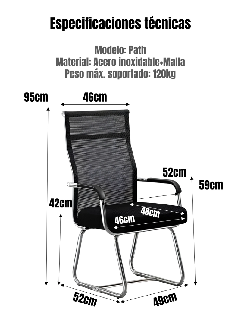 SILLA DE ESCRITORIO RESPALDO ALTO PATH NEGRA - 8