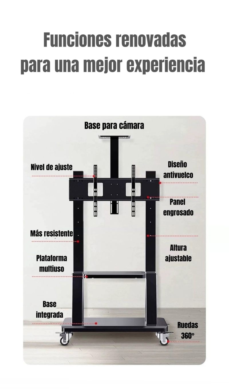 SOPORTE TV RACK PEDESTAL 32”-75” CON RUEDAS BY LUBABYCAS - 7