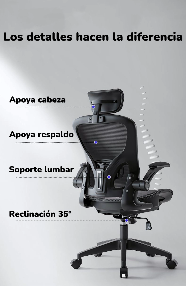 SILLA DE ESCRITORIO GRIS CON APOYA CABEZA W901 BY LUBABYCAS - 3