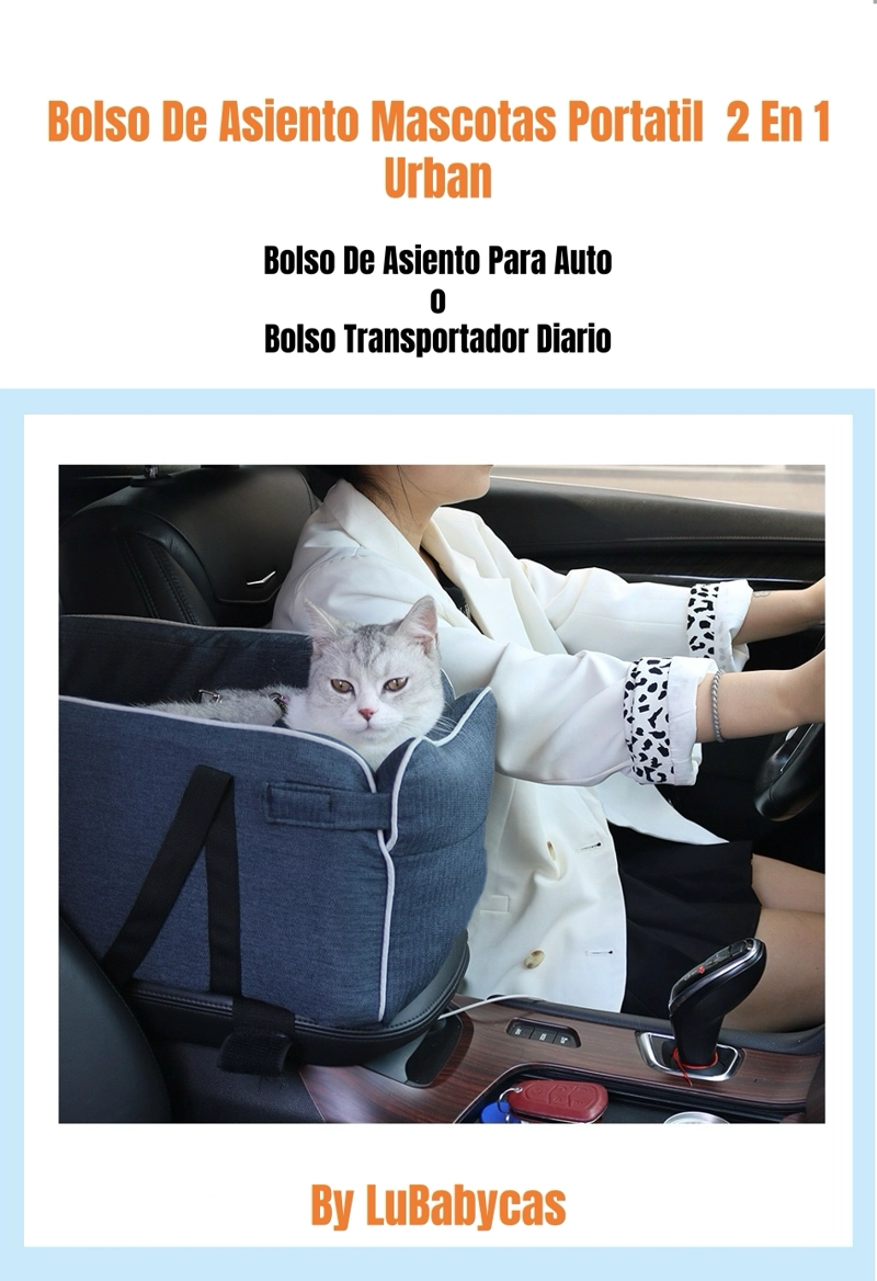 BOLSO DE ASIENTO MASCOTAS PORTATIL TRANSPORTADOR 2 EN 1 AZUL - 2