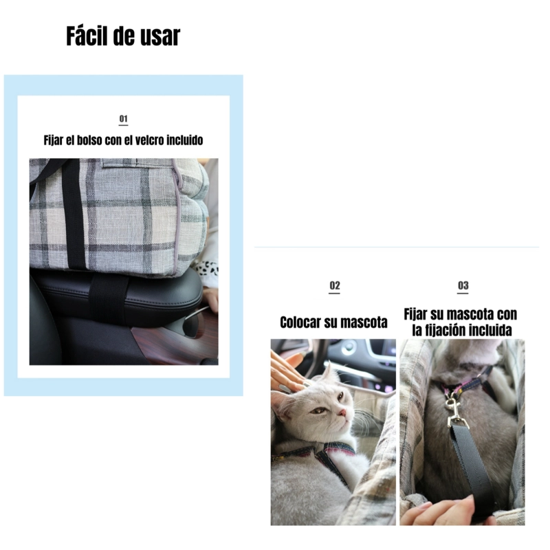 BOLSO DE ASIENTO MASCOTAS PORTATIL TRANSPORTADOR 2 EN 1 AZUL - 3
