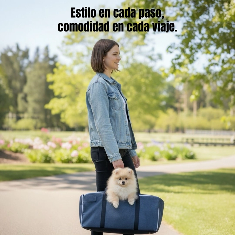 BOLSO DE ASIENTO MASCOTAS PORTATIL TRANSPORTADOR 2 EN 1 AZUL - 4