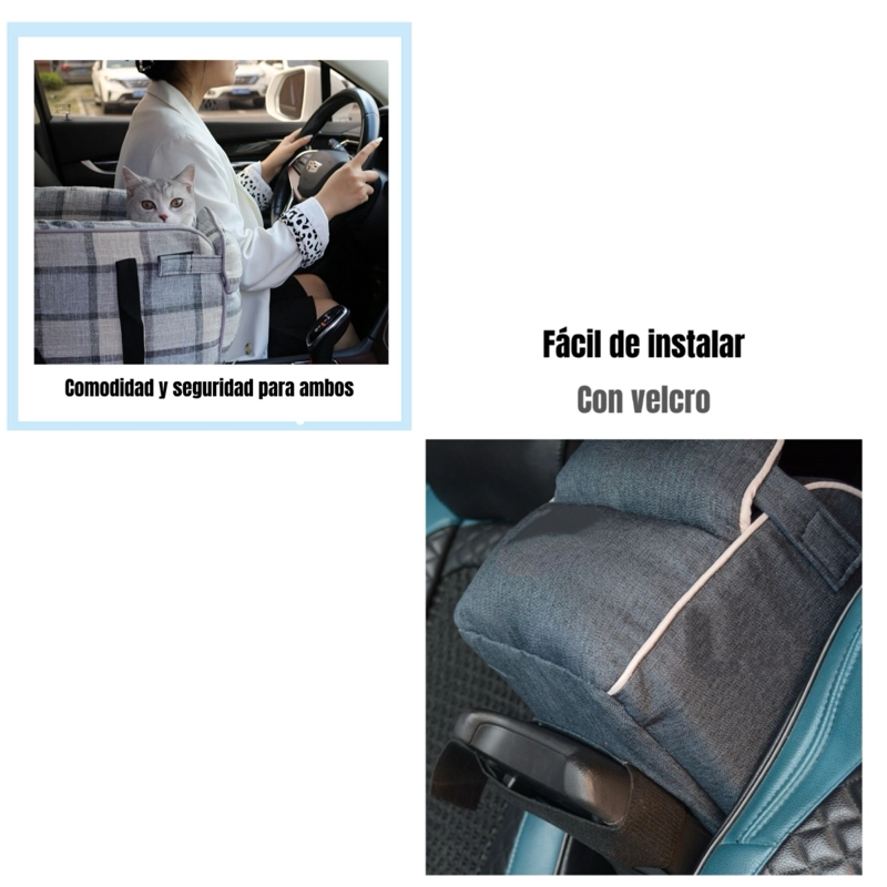 BOLSO DE ASIENTO MASCOTAS PORTATIL TRANSPORTADOR 2 EN 1 AZUL - 7