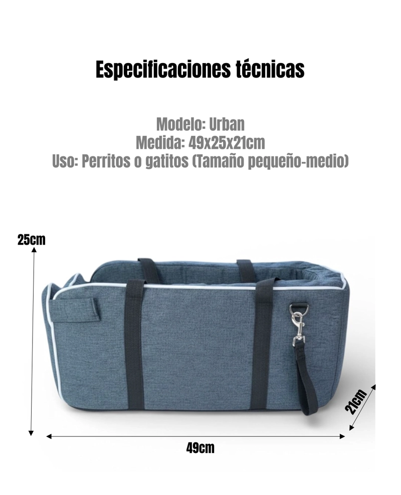 BOLSO DE ASIENTO MASCOTAS PORTATIL TRANSPORTADOR 2 EN 1 AZUL - 8