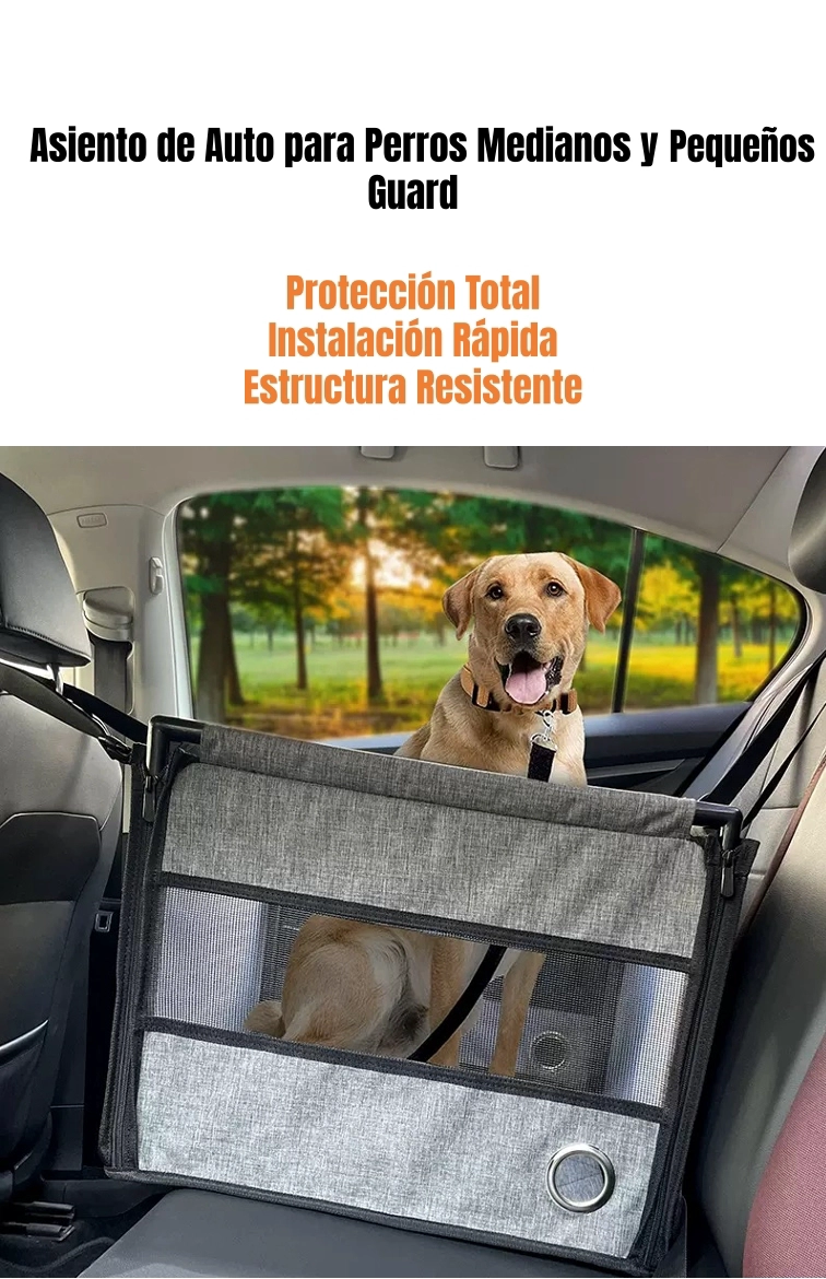 ASIENTO DE AUTO 49CM PERROS PLEGABLE CON PROTECTOR GUARD - 2