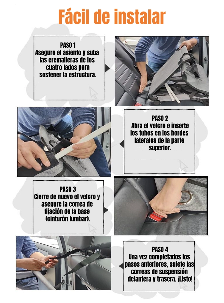 ASIENTO DE AUTO 49CM PERROS PLEGABLE CON PROTECTOR GUARD - 3