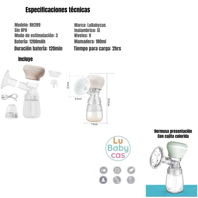 EXTRACTOR DE LECHE ELE CTRICO 10 BOLSAS RH289 VERDE LUBABYCAS - 8