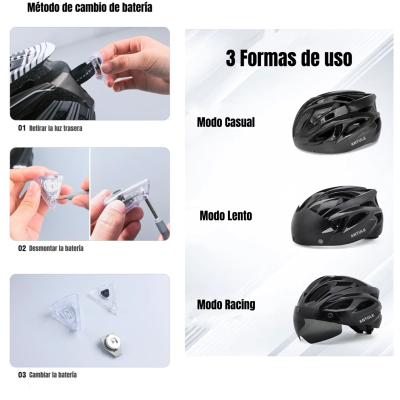 CASCO BICICLETA ADULTO CON VISERA MAGNE TICA BLANCO RS ANTULE - 7
