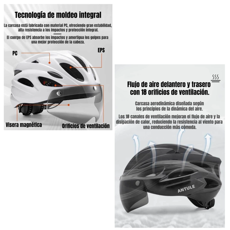 CASCO BICICLETA ADULTO CON VISERA MAGNE TICA NEGRO RS ANTULE - 3