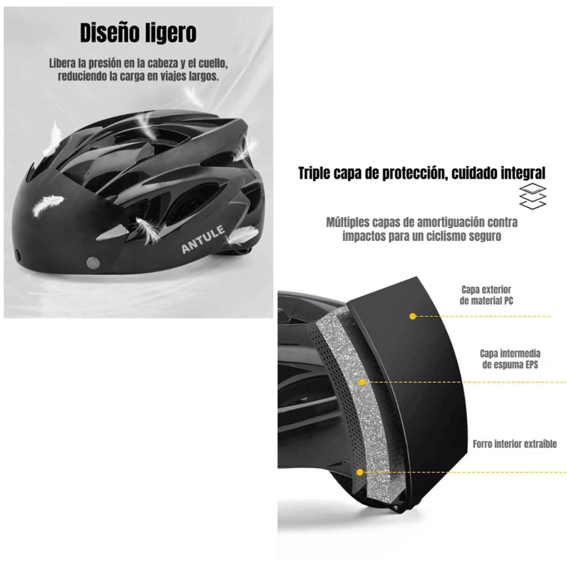 CASCO BICICLETA ADULTO CON VISERA MAGNE TICA NEGRO RS ANTULE - 4