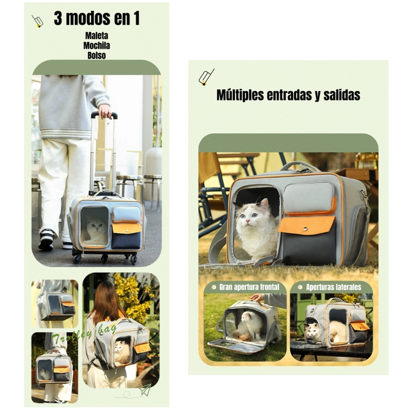 MALETA MOCHILA BOLSO PERROS GATOS 3 EN 1 CUTE BY LUBABYCAS - 5