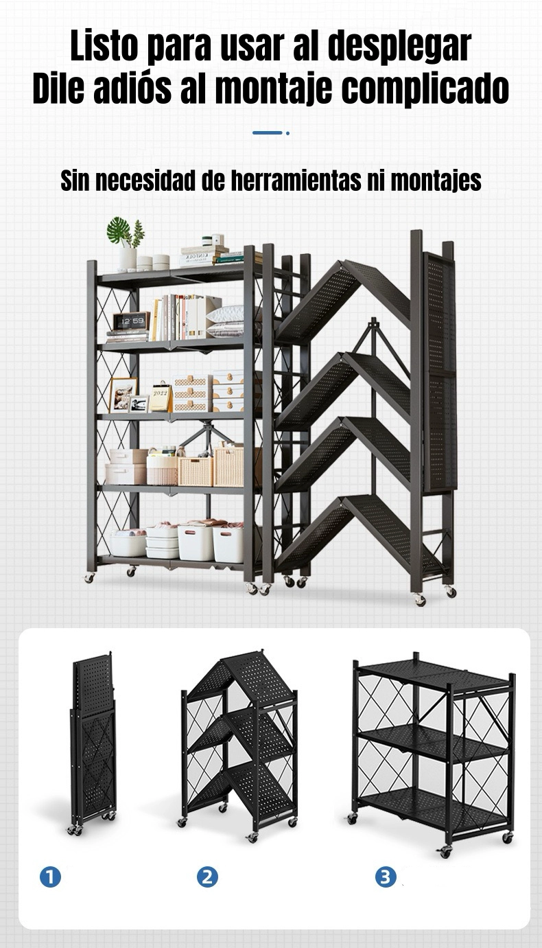ESTANTE METALICO LIBRERO PLEGABLE 5 NIVELES 100CM WALL - 3