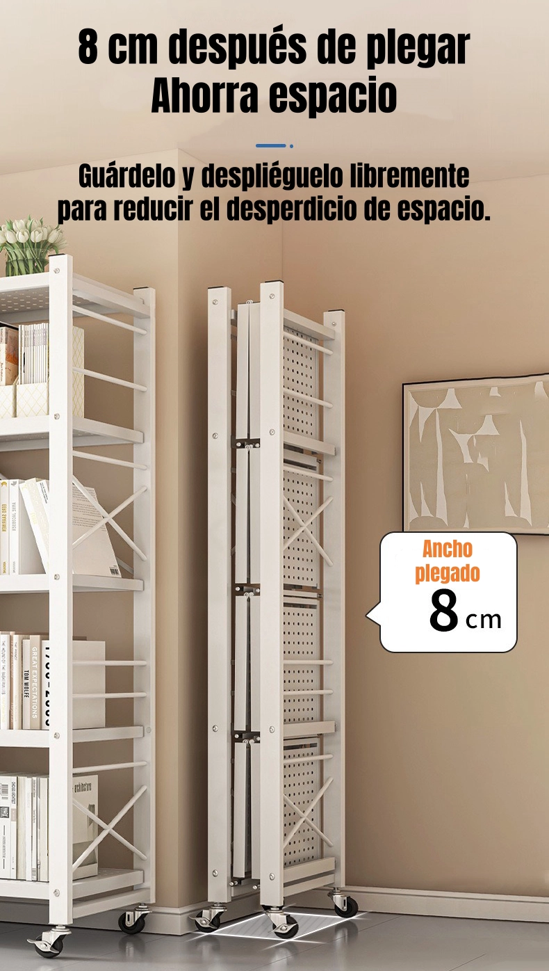 ESTANTE METALICO LIBRERO PLEGABLE 5 NIVELES 100CM WALL - 5