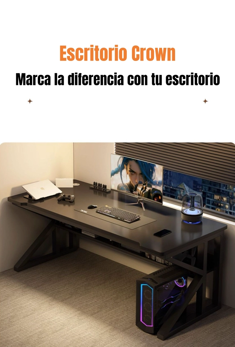 ESCRITORIO DE MADERA CON REPISA INFERIOR 120X60X72CM CROWN - 2