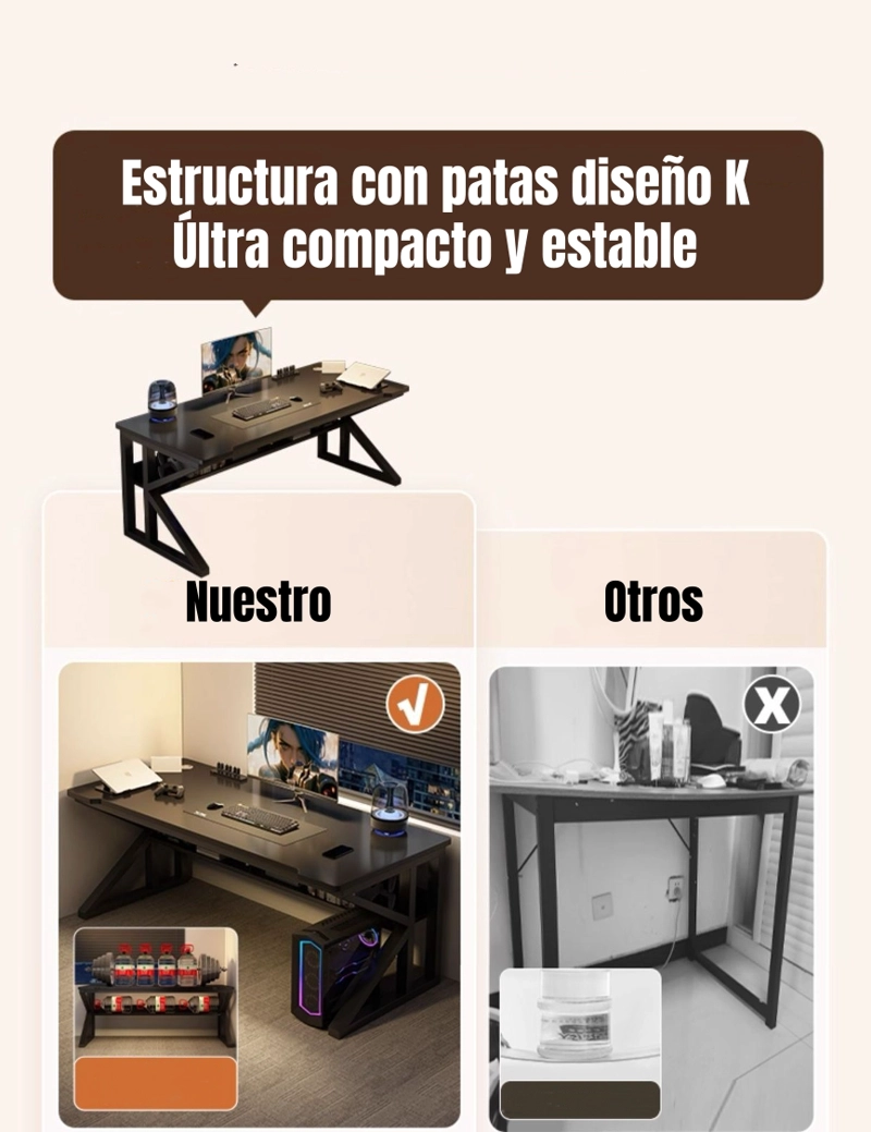 ESCRITORIO DE MADERA CON REPISA INFERIOR 120X60X72CM CROWN - 3