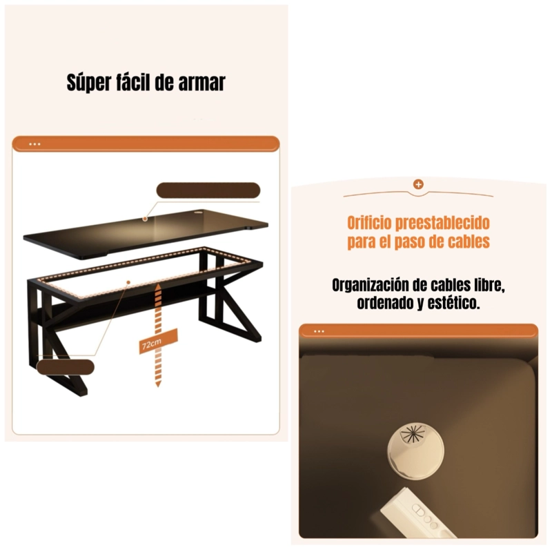 ESCRITORIO DE MADERA CON REPISA INFERIOR 120X60X72CM CROWN - 7
