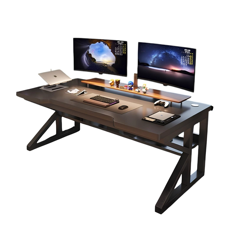ESCRITORIO DE MADERA CON REPISA INFERIOR 140X60X72CM CROWN - 1