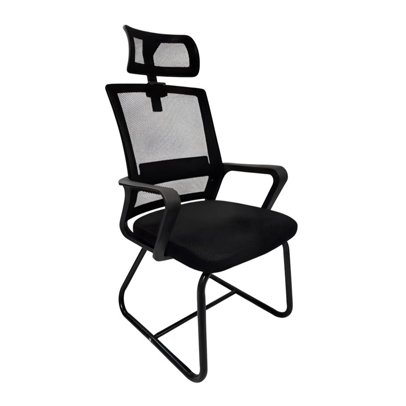 SILLA DE ESCRITORIO OFICINA CON REPOSACABEZAS POLAR NEGRA - 1