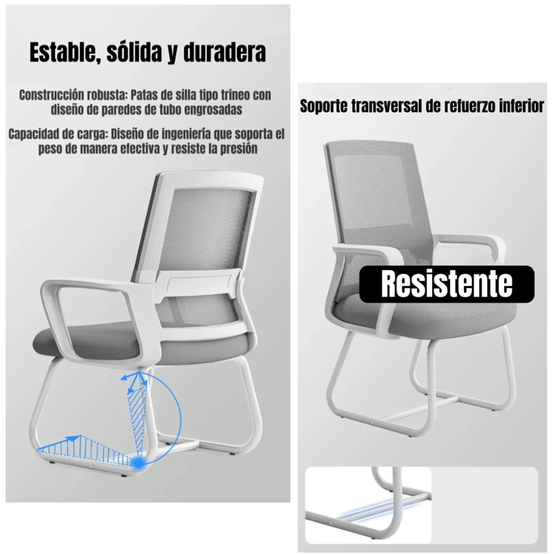 SILLA DE ESCRITORIO OFICINA CON REPOSACABEZAS POLAR NEGRA - 3