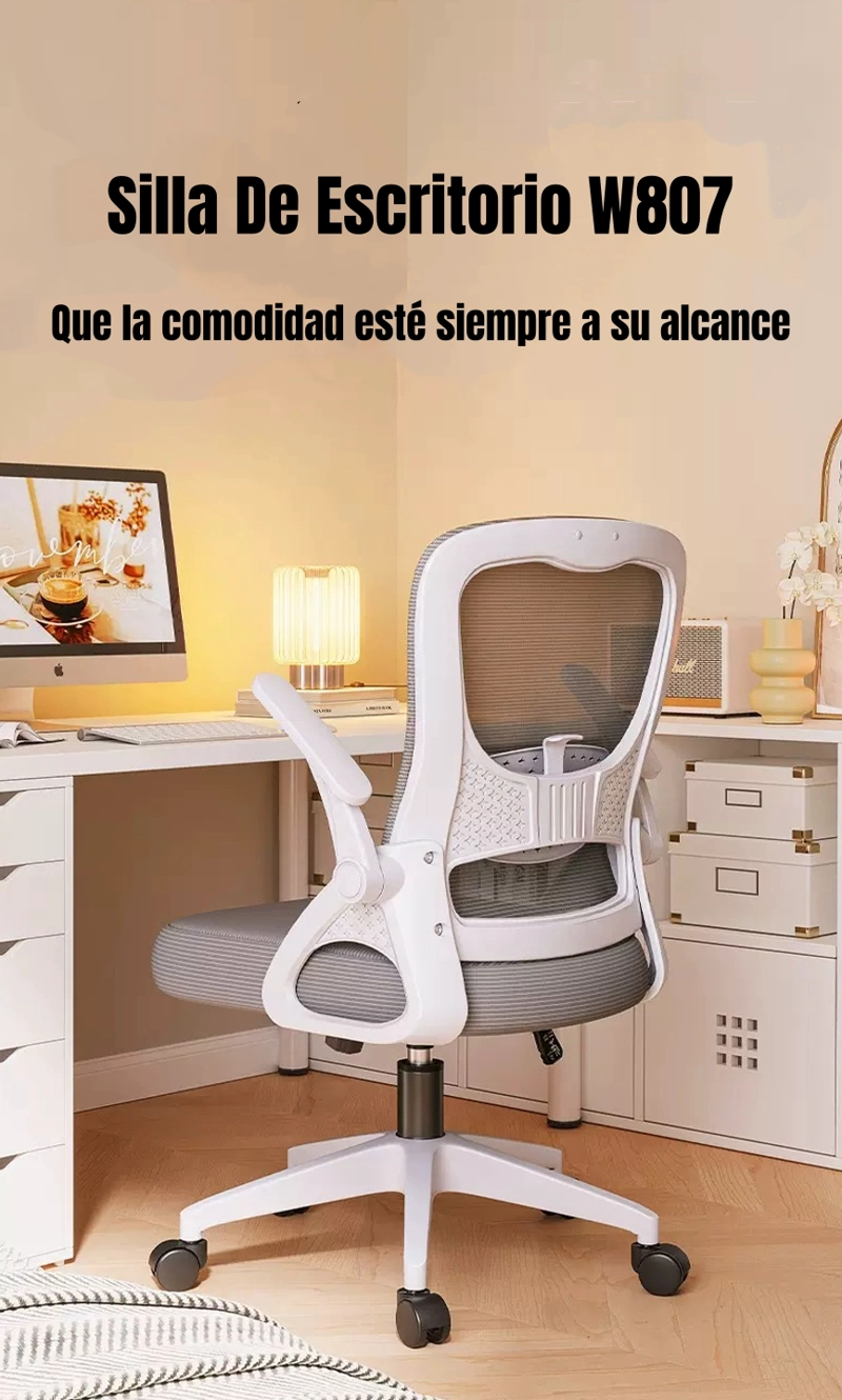 SILLA ESCRITORIO OFICINA REPOSACABEZAS RECLINABLE W807 NEGRA - 2