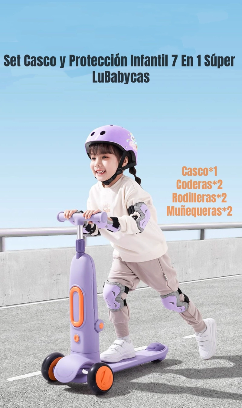 CASCO INFANTIL Y SET DE PROTECCION 6 PIEZAS SUPER LUBABYCAS - 2