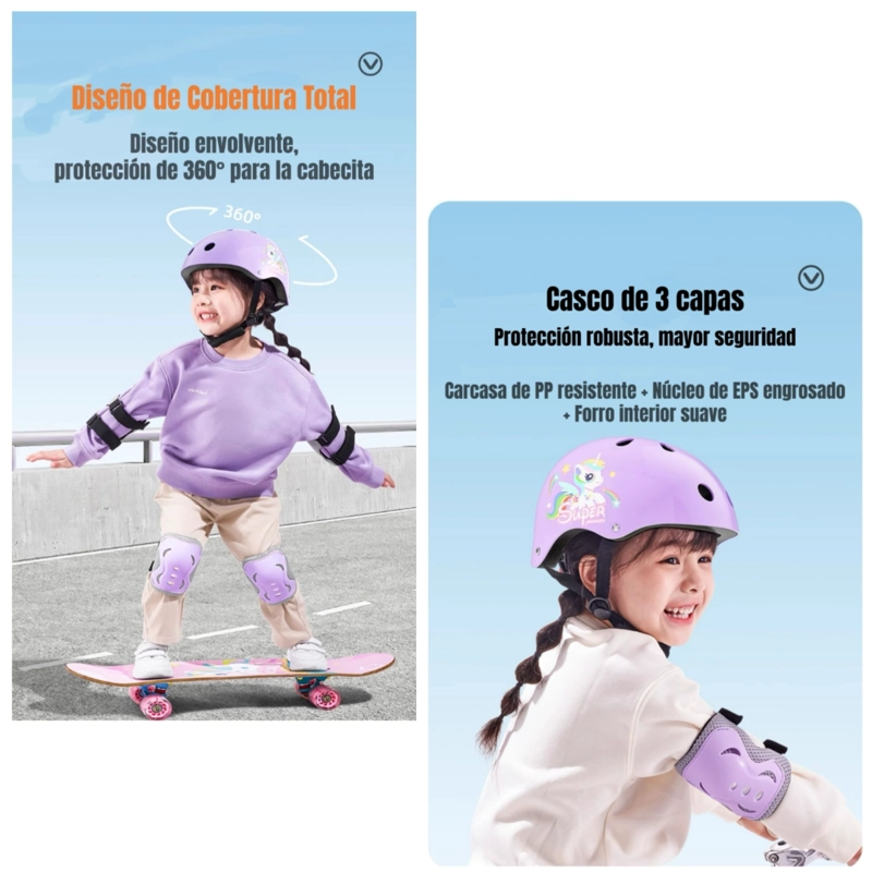 CASCO INFANTIL Y SET DE PROTECCION 6 PIEZAS SUPER LUBABYCAS - 4
